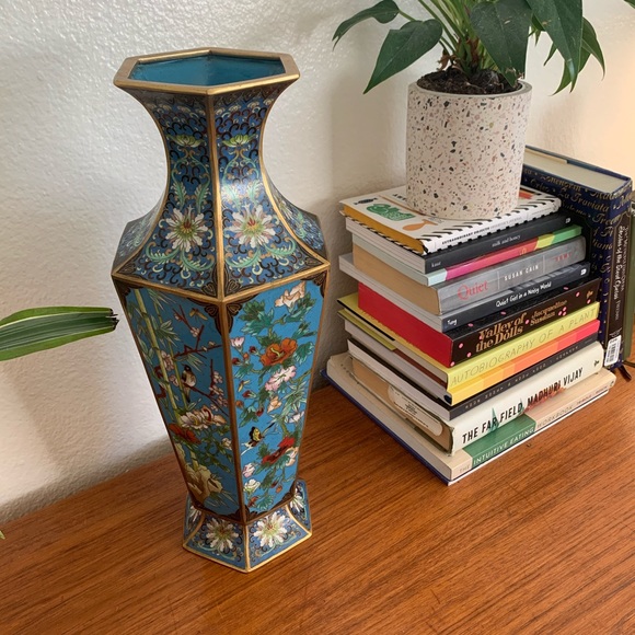 RARE Blue Cloisonné Vase - Picture 2 of 9